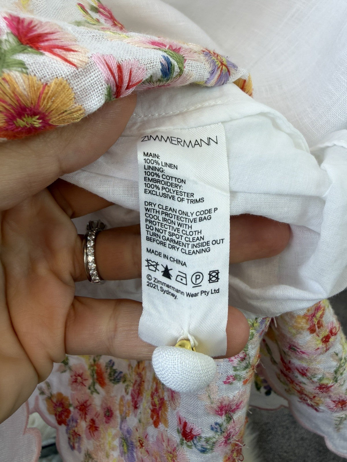 Zimmermann Mae Floral-Embroidered dress Size 3/ 14 AU/ 10 US