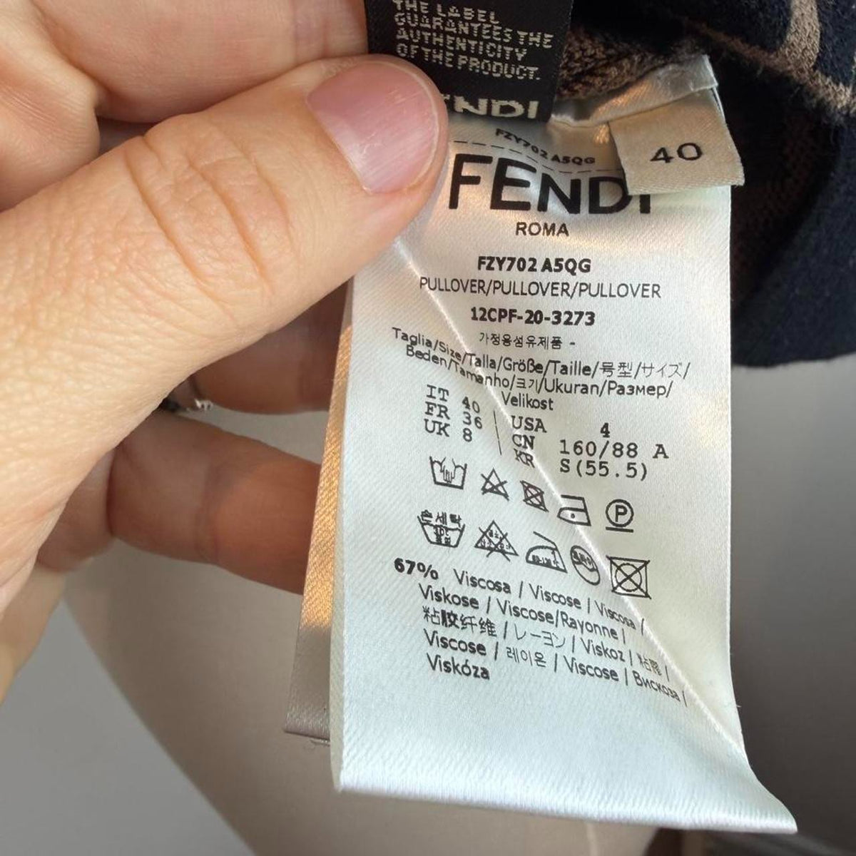 Fendi black and beige FF logo print knit top