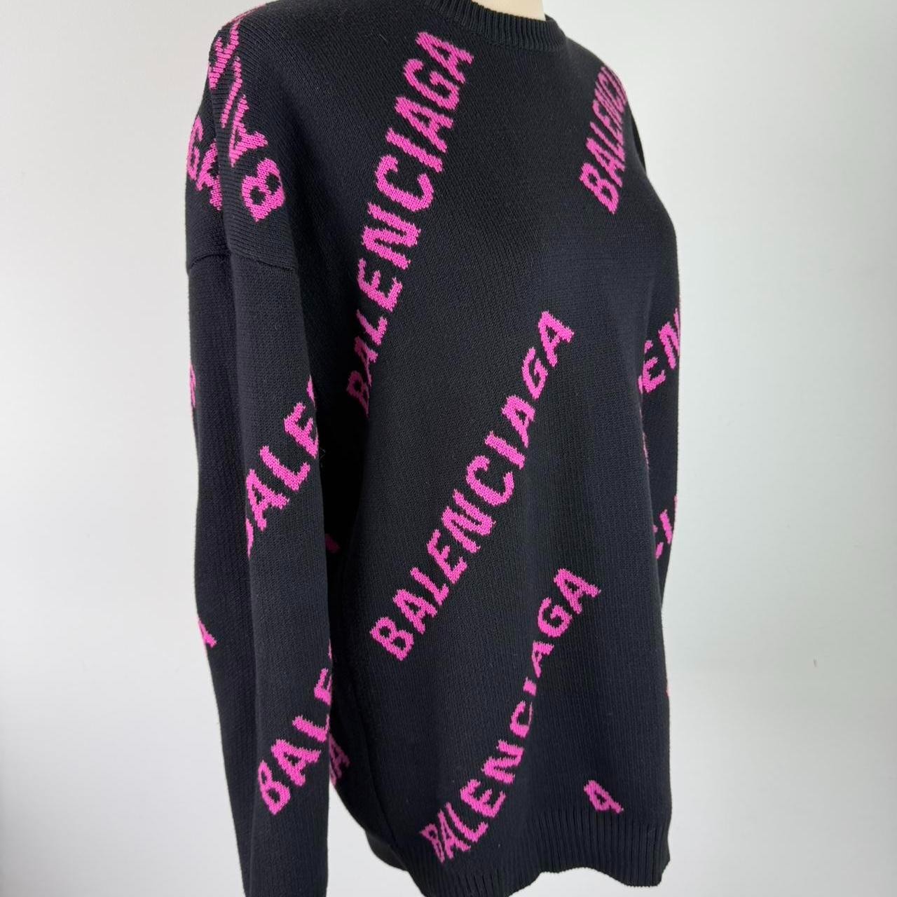 Balenciaga black sweater with pink 'BALENCIAGA'