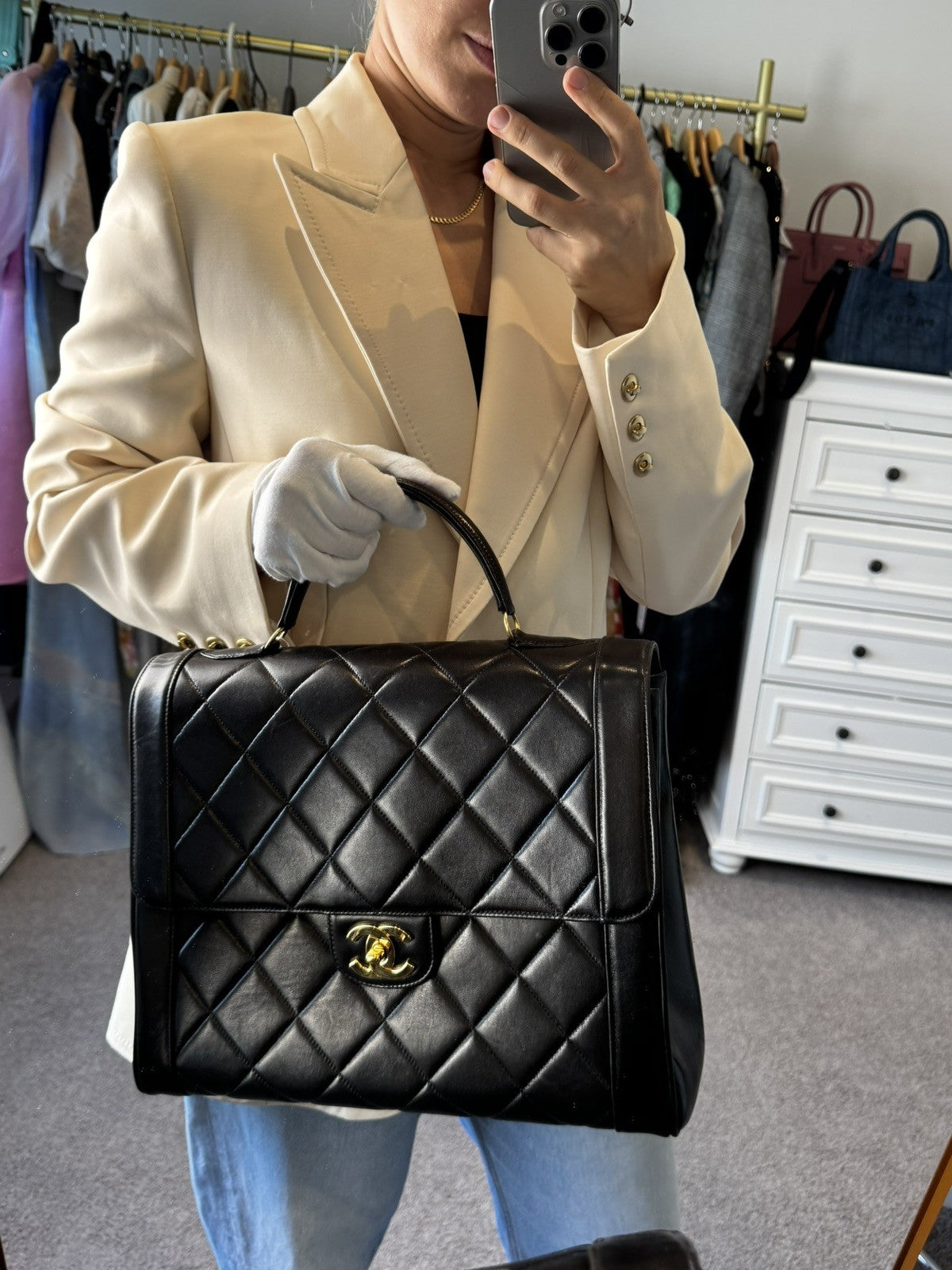 Chanel Kelly Top Handle Bag 24k GOLD lambskin Bag