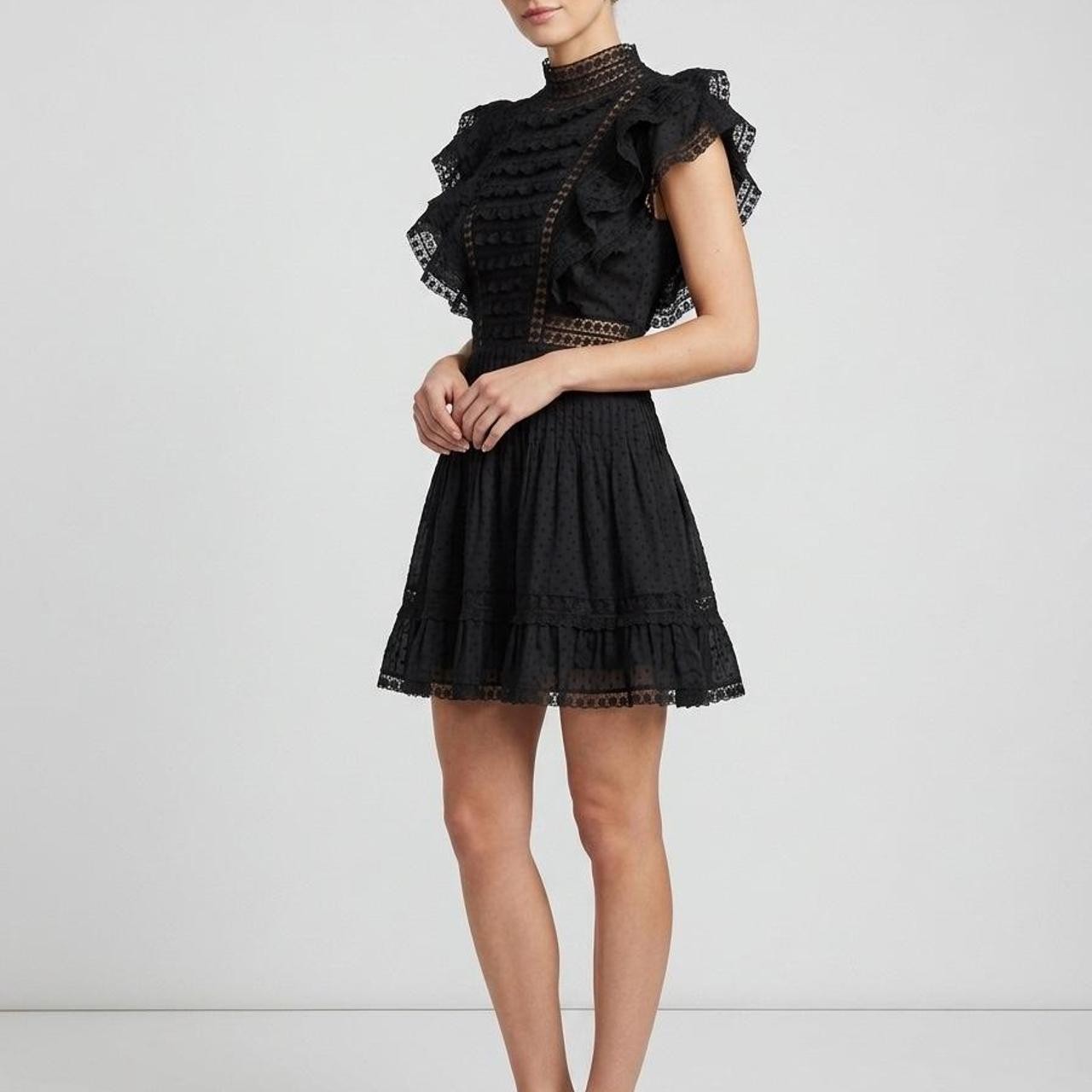 Zimmermann Juno Pintuck mini black lace dress Size 1 excellent