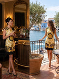 Vercase Barocco Silk Dress Uk 10 42 it 6 us
