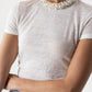 Zimmermann Crush linen tee white top with pearl collar Size 0