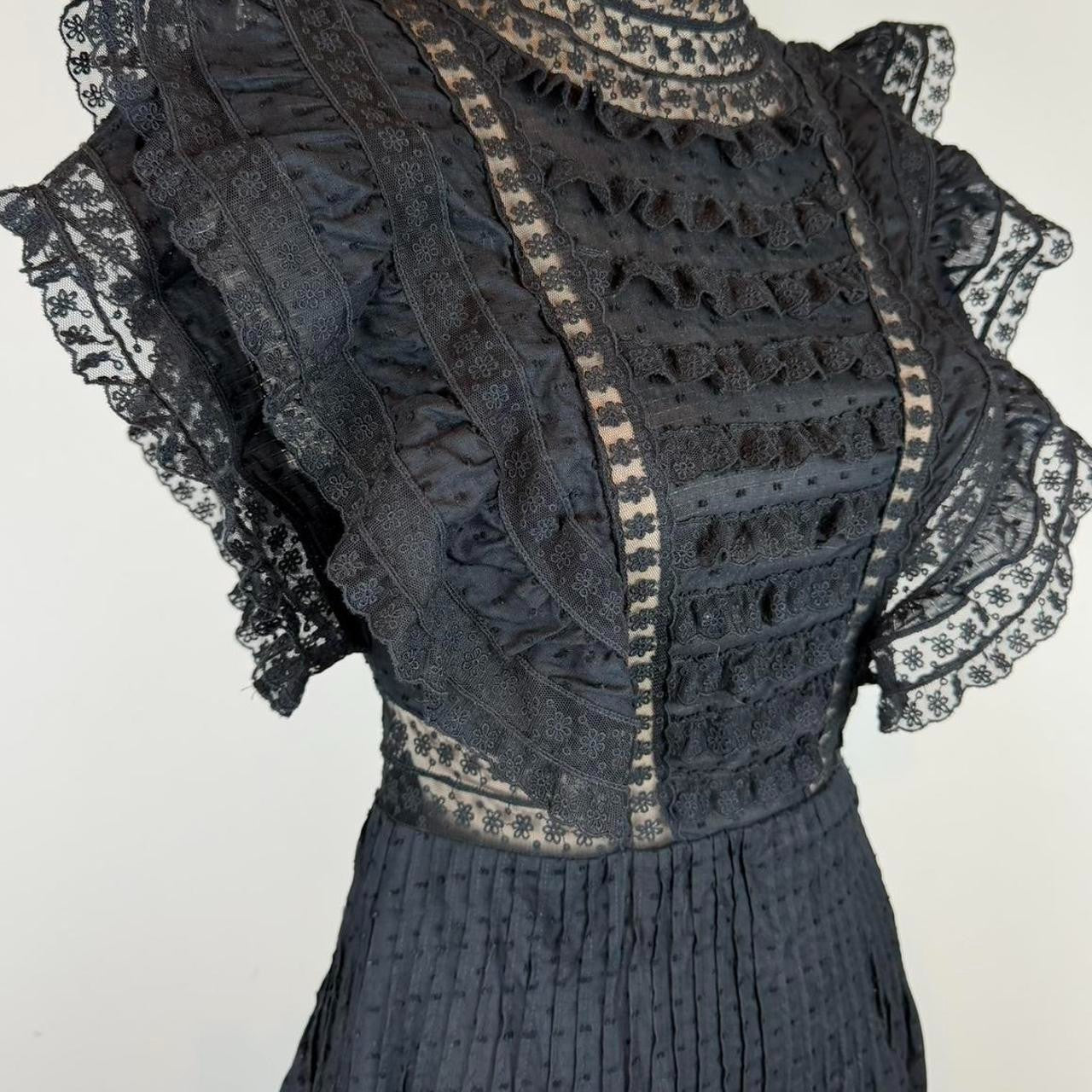 Zimmermann Juno Pintuck mini black lace dress Size 1 excellent