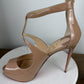 Christian Louboutin Caged Open-Toe Heeled Sandals Nude Patent – Excellent 39eu