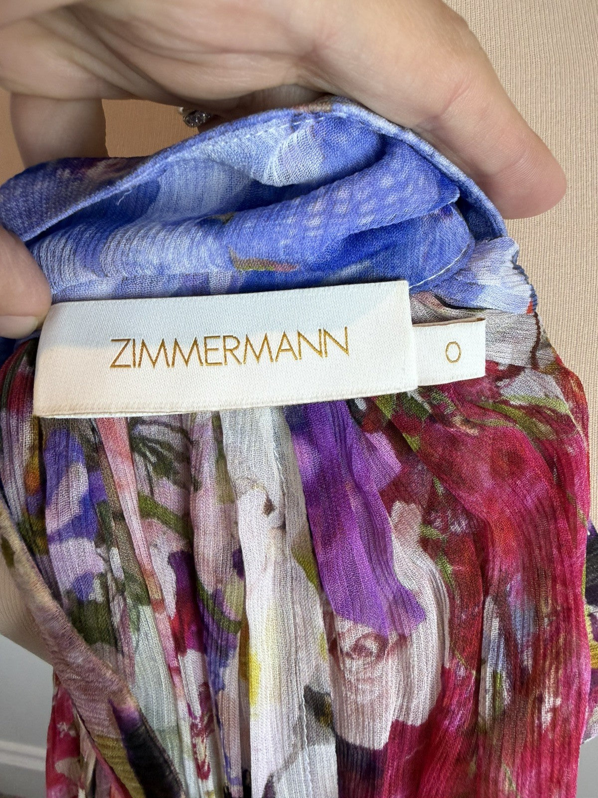 ZIMMERMANN White Floral Prima Smock Ruched Blouse - size 0/8 uk/4 us