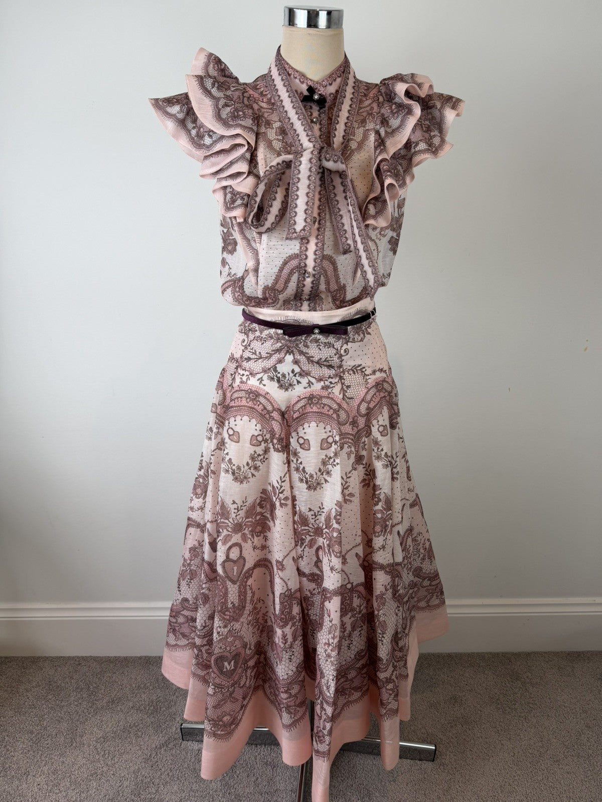 Zimmermann Crush Flared Midi Skirt 0 & Blouse 1 Set