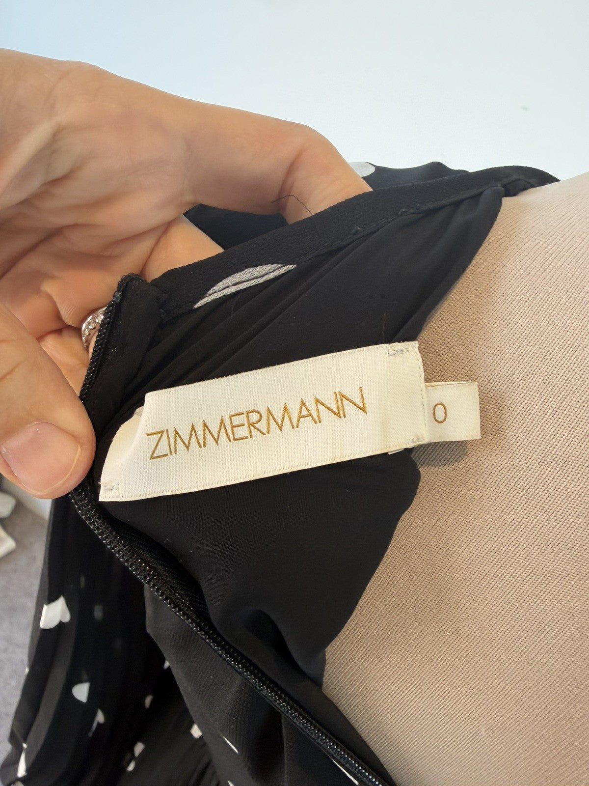 Zimmermann Dress Size 0 AU 6-8 US 2-5 Sunray Midi Pleated Polkadot Black Elegant