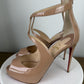 Christian Louboutin Caged Open-Toe Heeled Sandals Nude Patent – Excellent 39eu