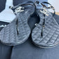 CHANEL Quilted CC Thong Sandals T-Strap Size 40