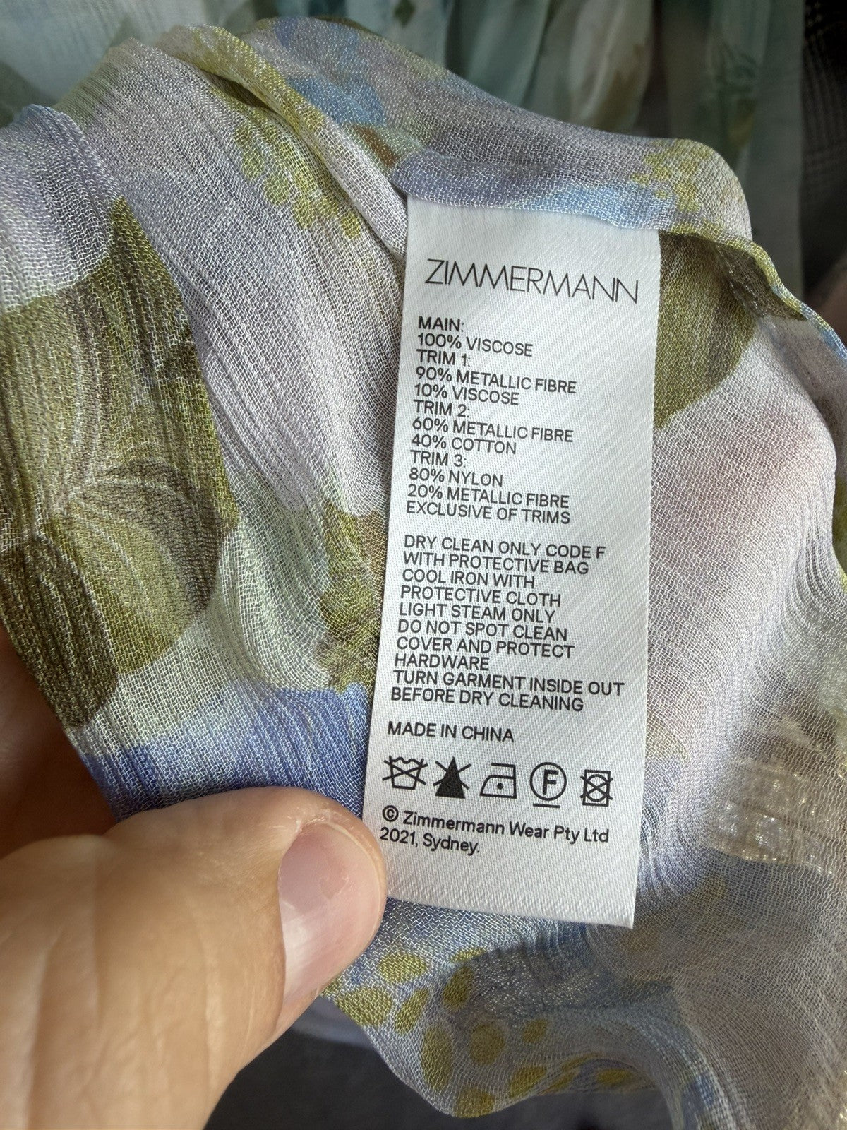 Zimmerman Rhythm Trimmed Billow Mini Dress Size 1 Aus 10 US 6 With Slip
