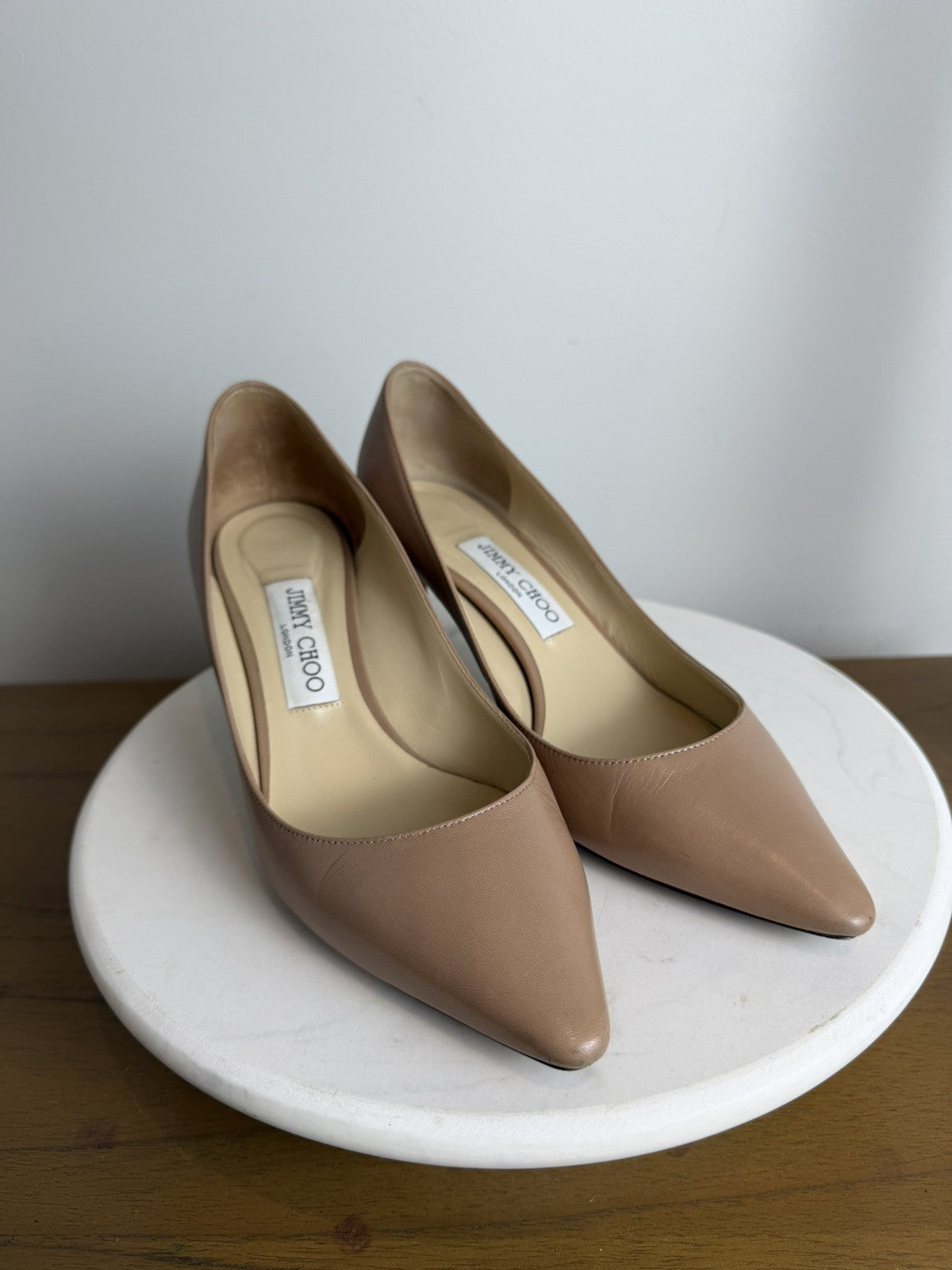 Authentic Jimmy Choo Romy 85 Pumps Shoes sz 38 In Nude