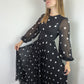 Zimmermann Dress Size 0 AU 6-8 US 2-5 Sunray Midi Pleated Polkadot Black Elegant