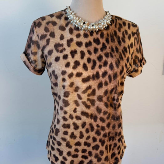 Zimmermann Crush Linen tee Leopard Print Top Size 0