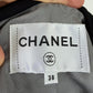 Authentic Chanel Gray wool blend blazer with black bow detail, size 38