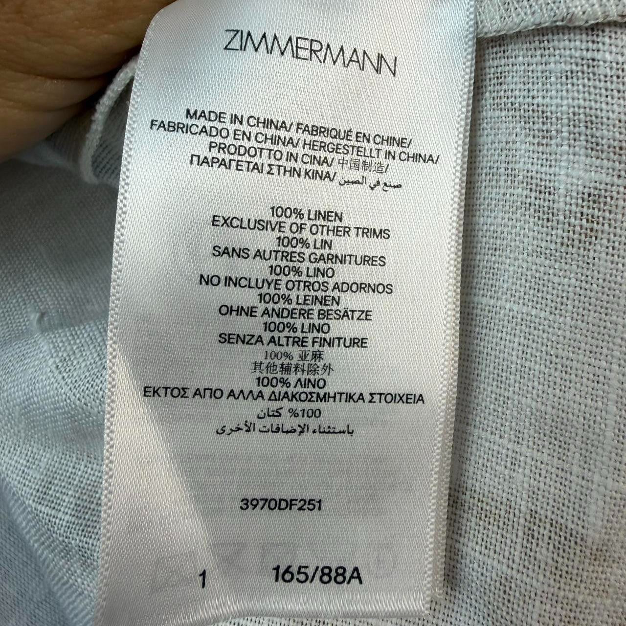 Zimmermann Hypnotic Linen Mini dress Size 1 - Brand new!