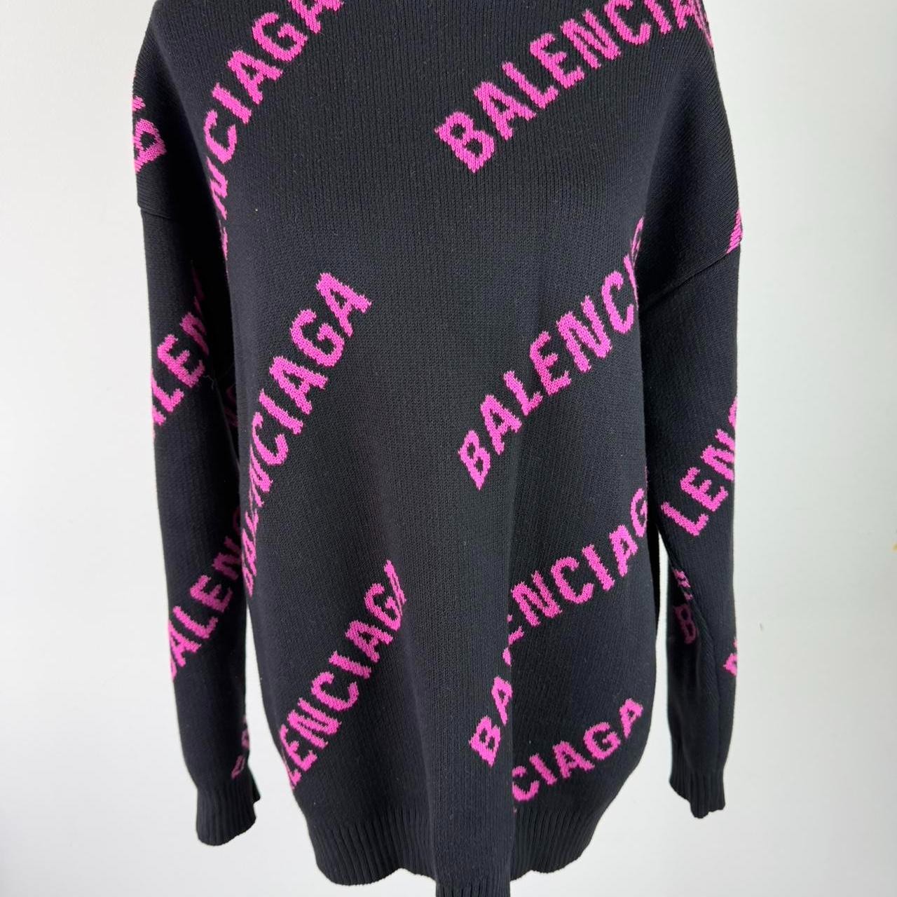 Balenciaga black sweater with pink 'BALENCIAGA'