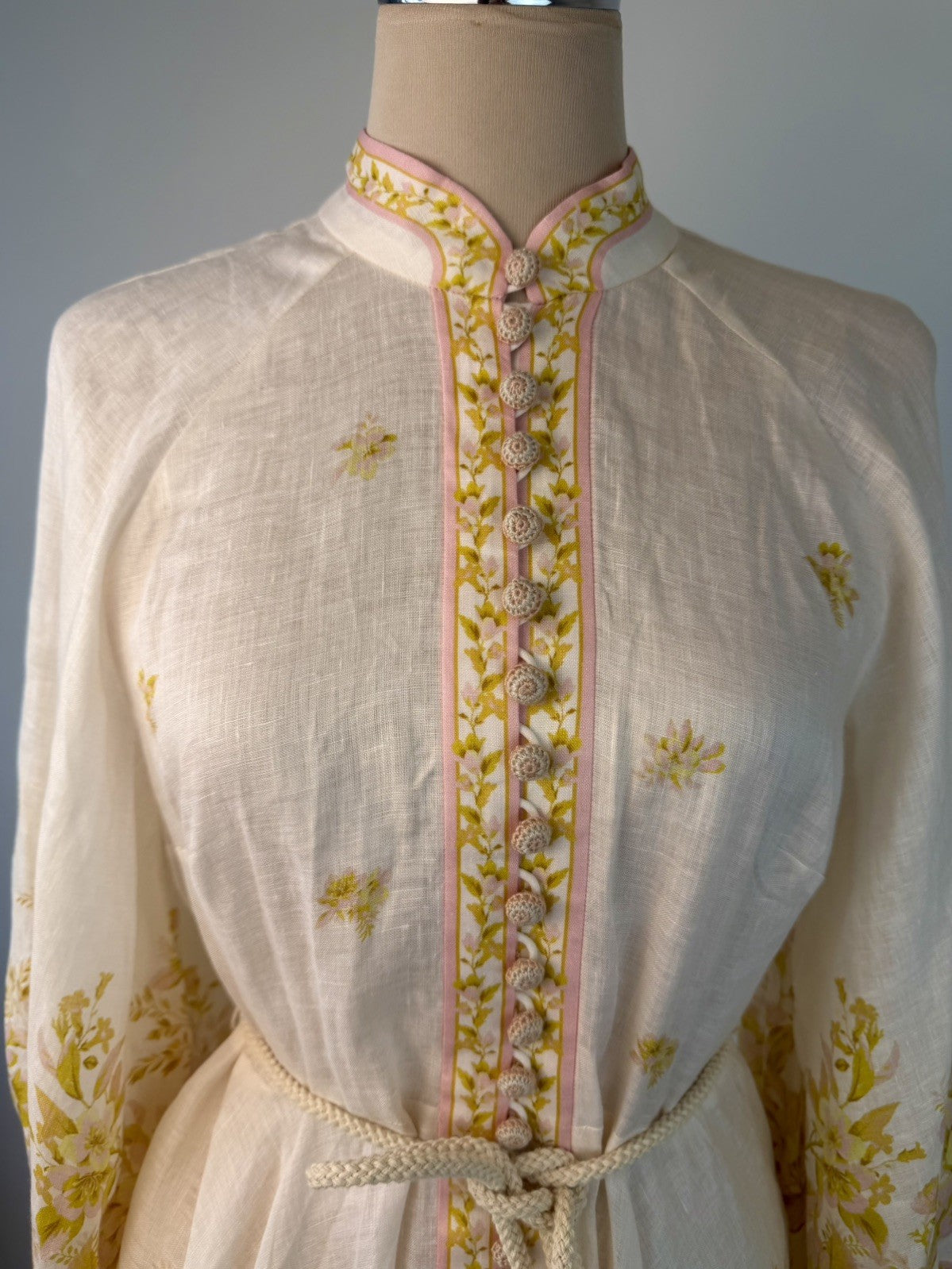 Zimmermann golden buttoned midi Size 1 Floral Linen