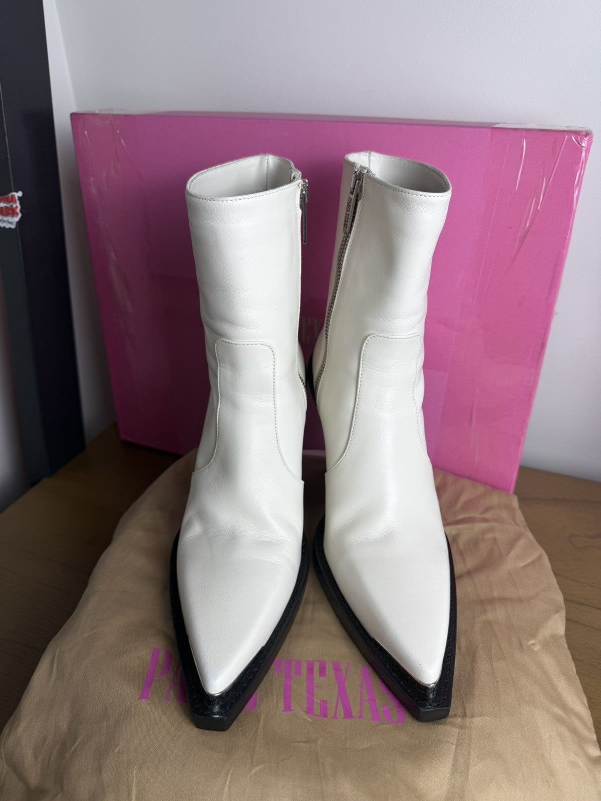 Paris Texas White Leather Nina Wedge Boots  Size 38