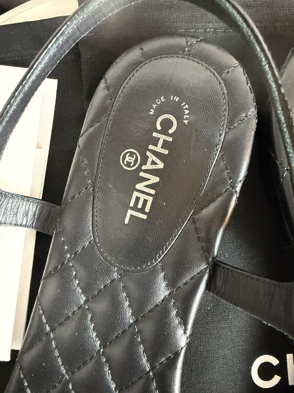 CHANEL Quilted CC Thong Sandals T-Strap Size 40