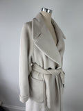 Emporio Armani Cream Alpaca & Virgin Wool Belted Wrap Coat – Size EU 38 / AU 8