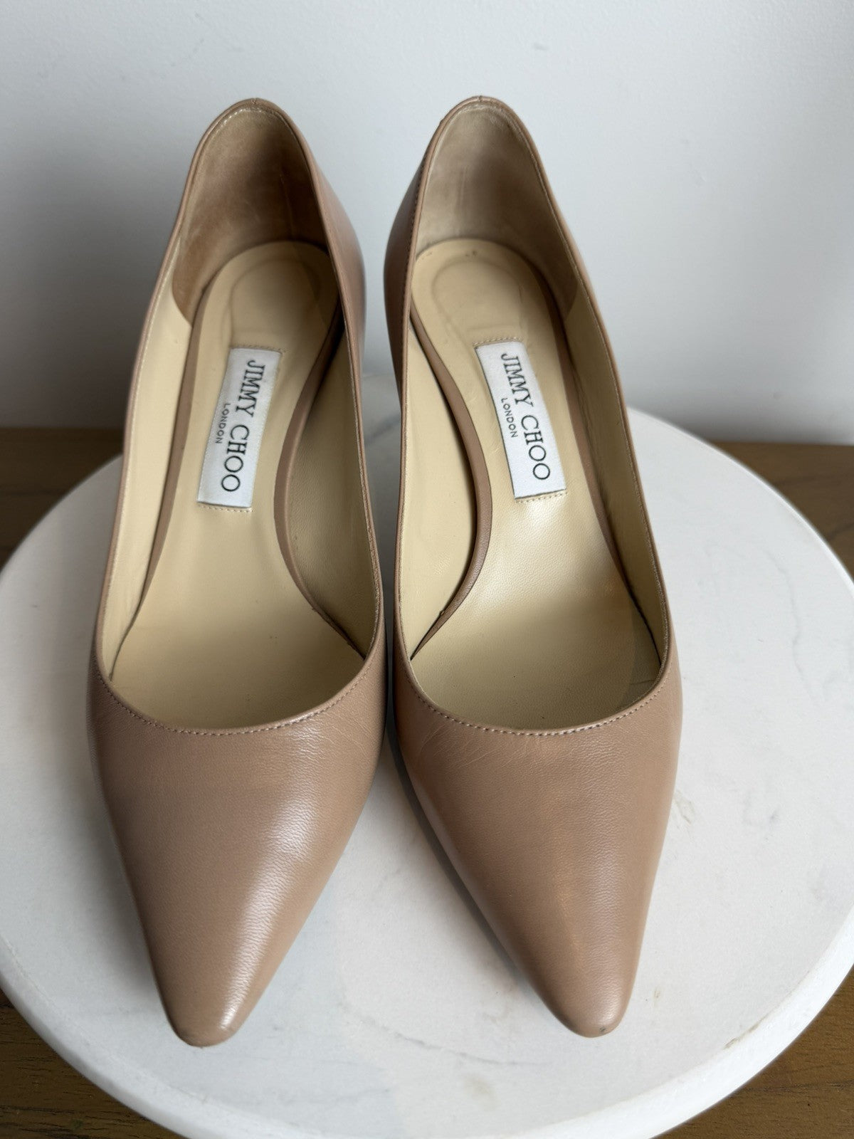 Authentic Jimmy Choo Romy 85 Pumps Shoes sz 38 In Nude
