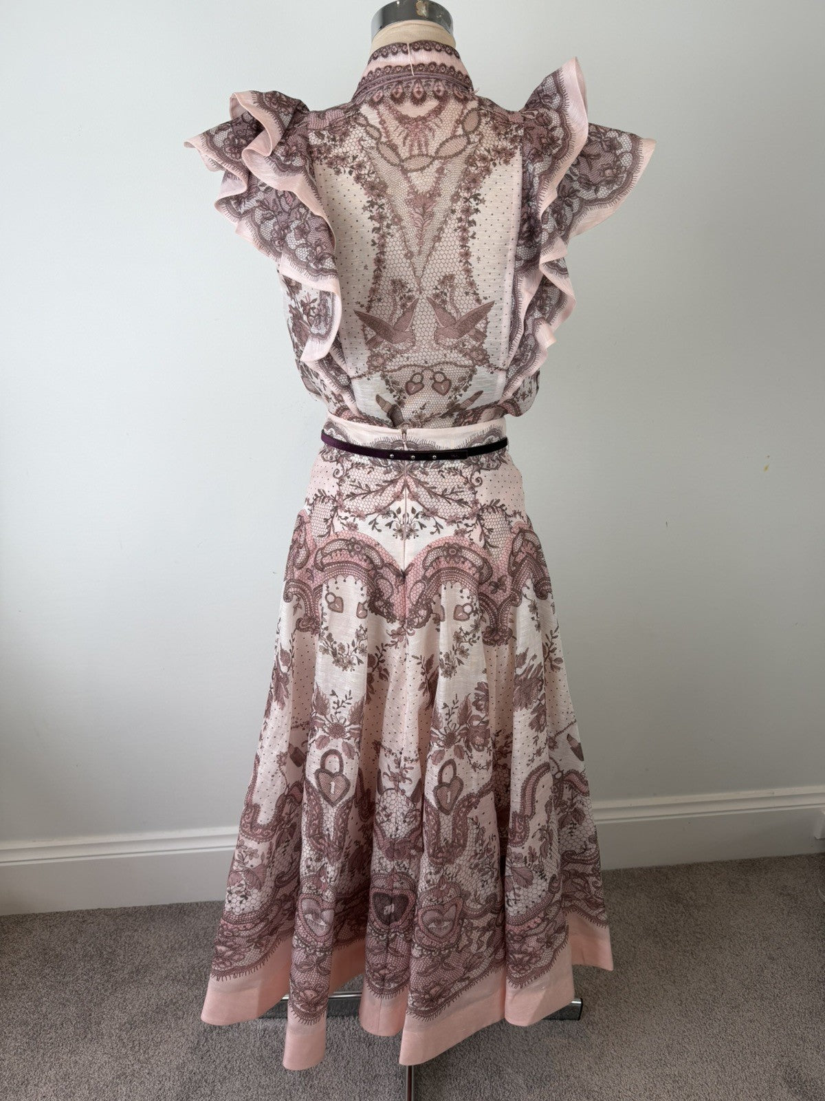 Zimmermann Crush Flared Midi Skirt 0 & Blouse 1 Set