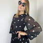 Zimmermann Dress Size 0 AU 6-8 US 2-5 Sunray Midi Pleated Polkadot Black Elegant
