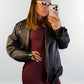 ACNE Studios Women Biker Lamb Leather Jacket Black Zip Long Sleeve Size 36