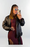 ACNE Studios Women Biker Lamb Leather Jacket Black Zip Long Sleeve Size 36