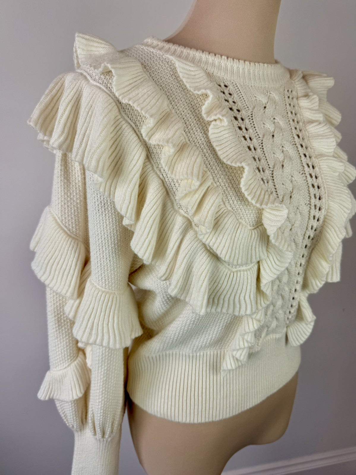 ZIMMERMANN botanica ruffled creme sweater Size 3/ UK 12-14/ us 8-10 