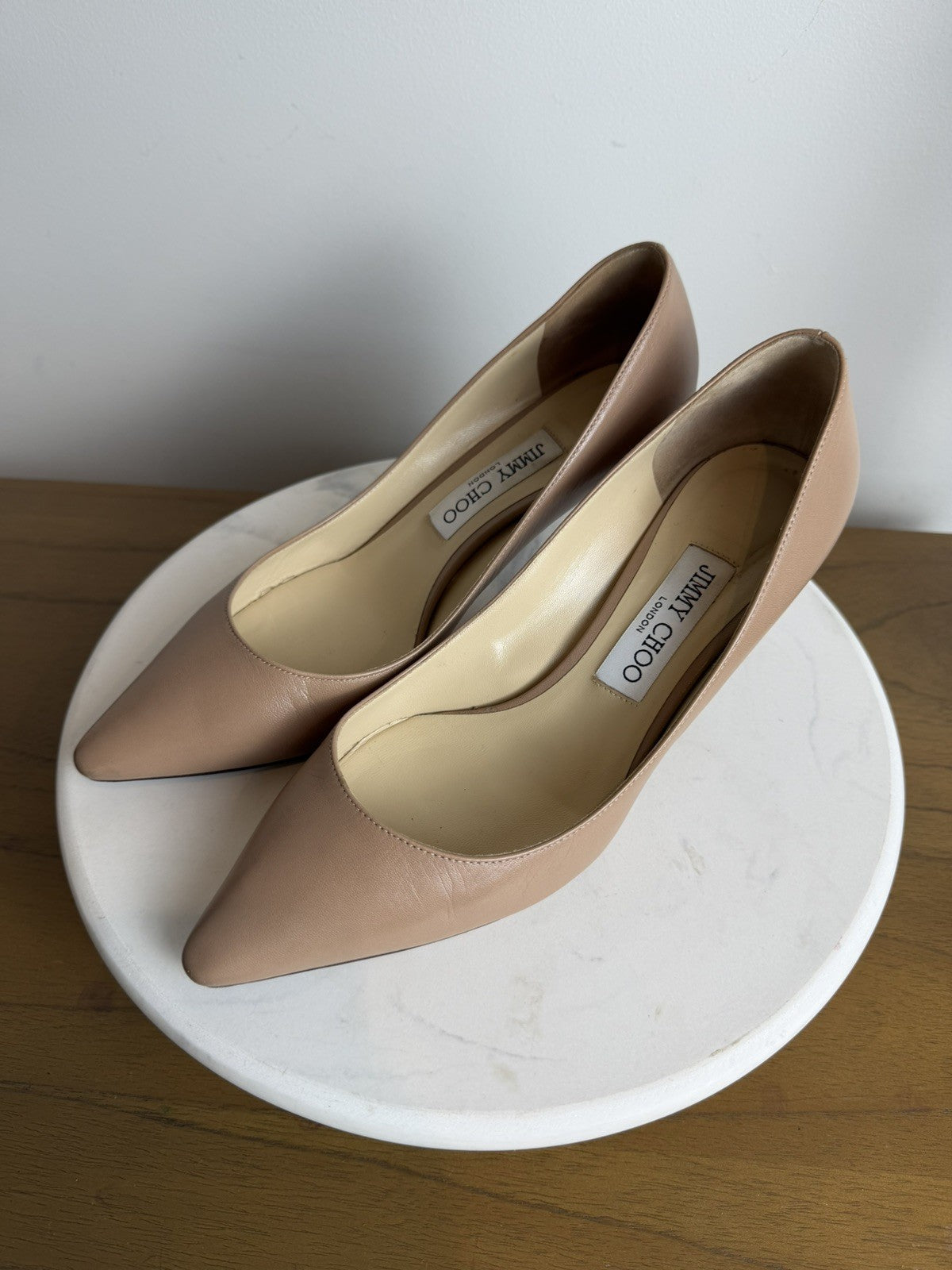 Authentic Jimmy Choo Romy 85 Pumps Shoes sz 38 In Nude