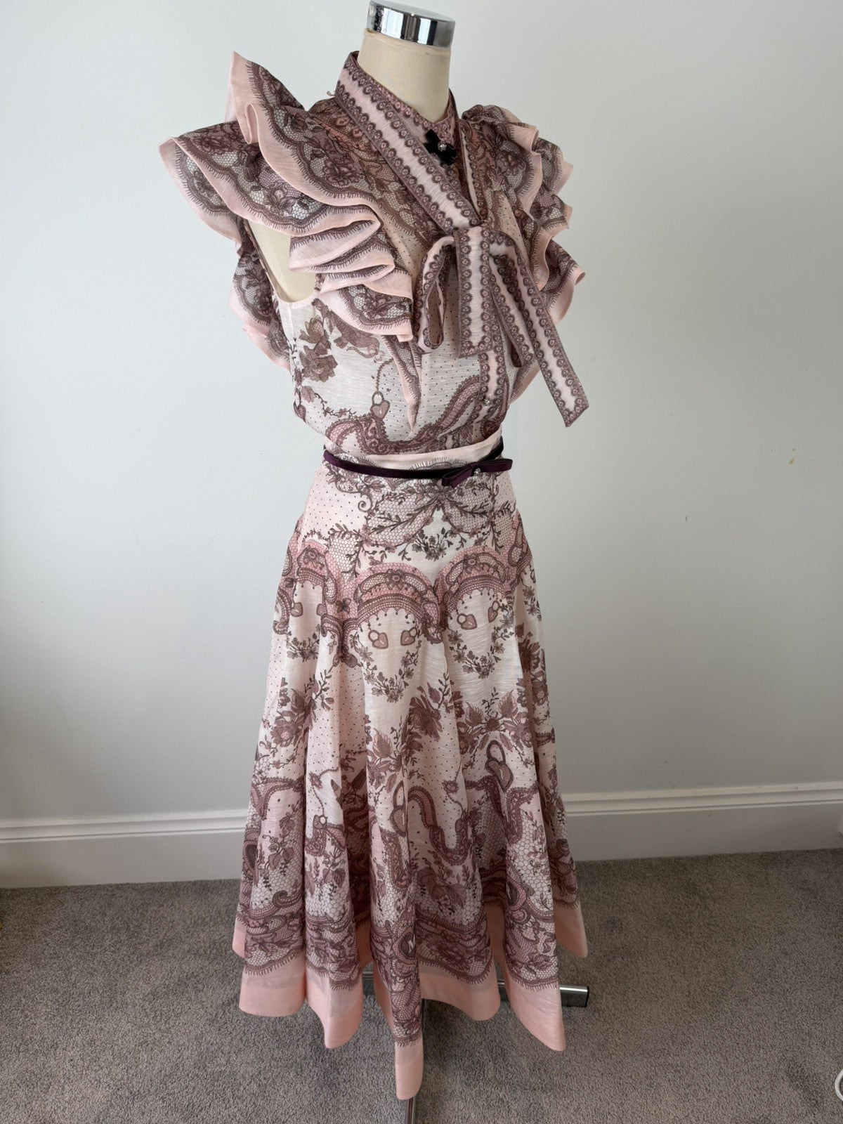 Zimmermann Crush Flared Midi Skirt 0 & Blouse 1 Set