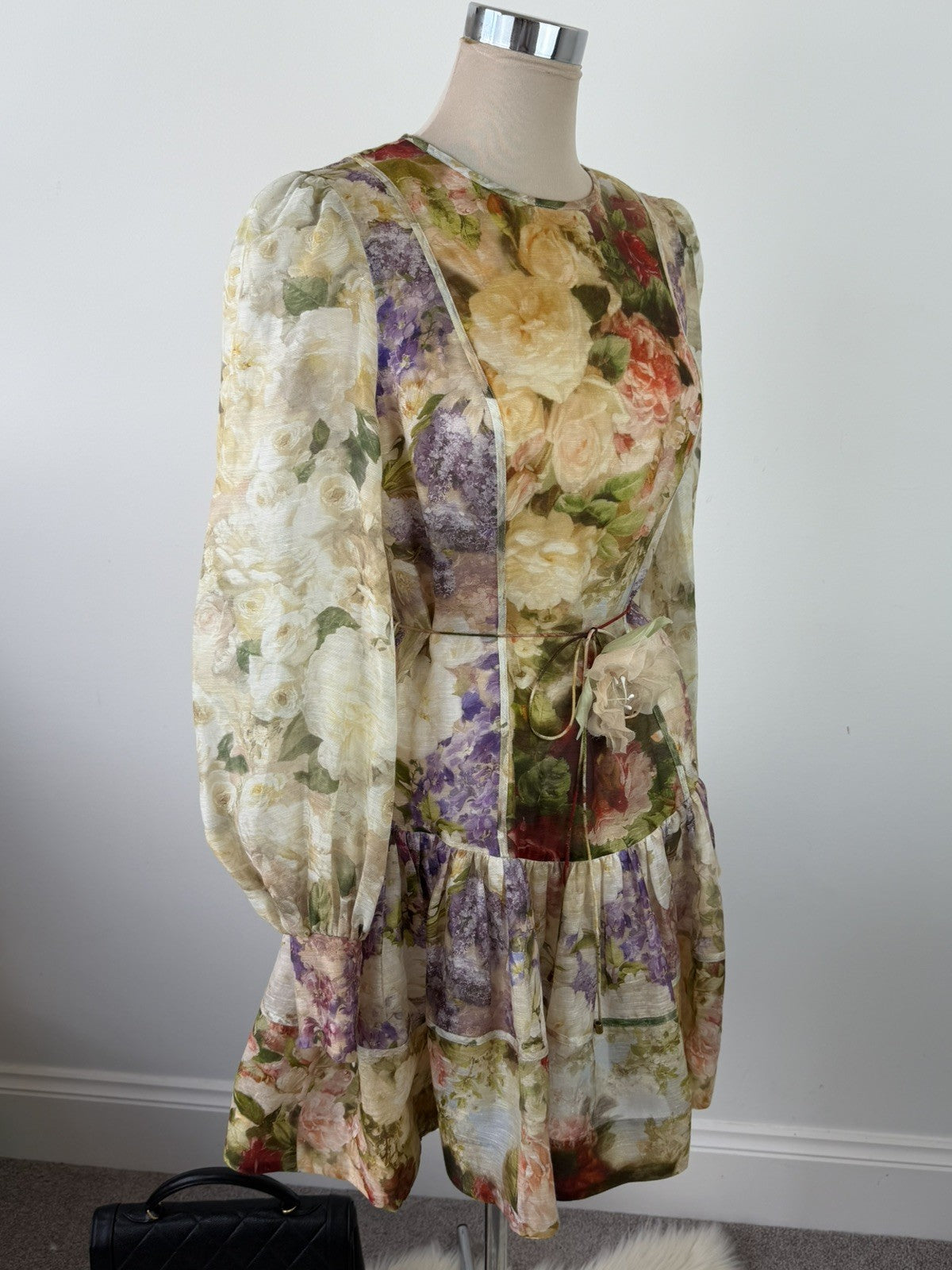 Zimmermann Sensory Flip Dress Size 3 AU 14 US 10 BNWT Silk Linen Floral Mini