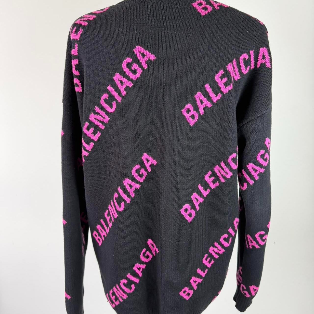 Balenciaga black sweater with pink 'BALENCIAGA'