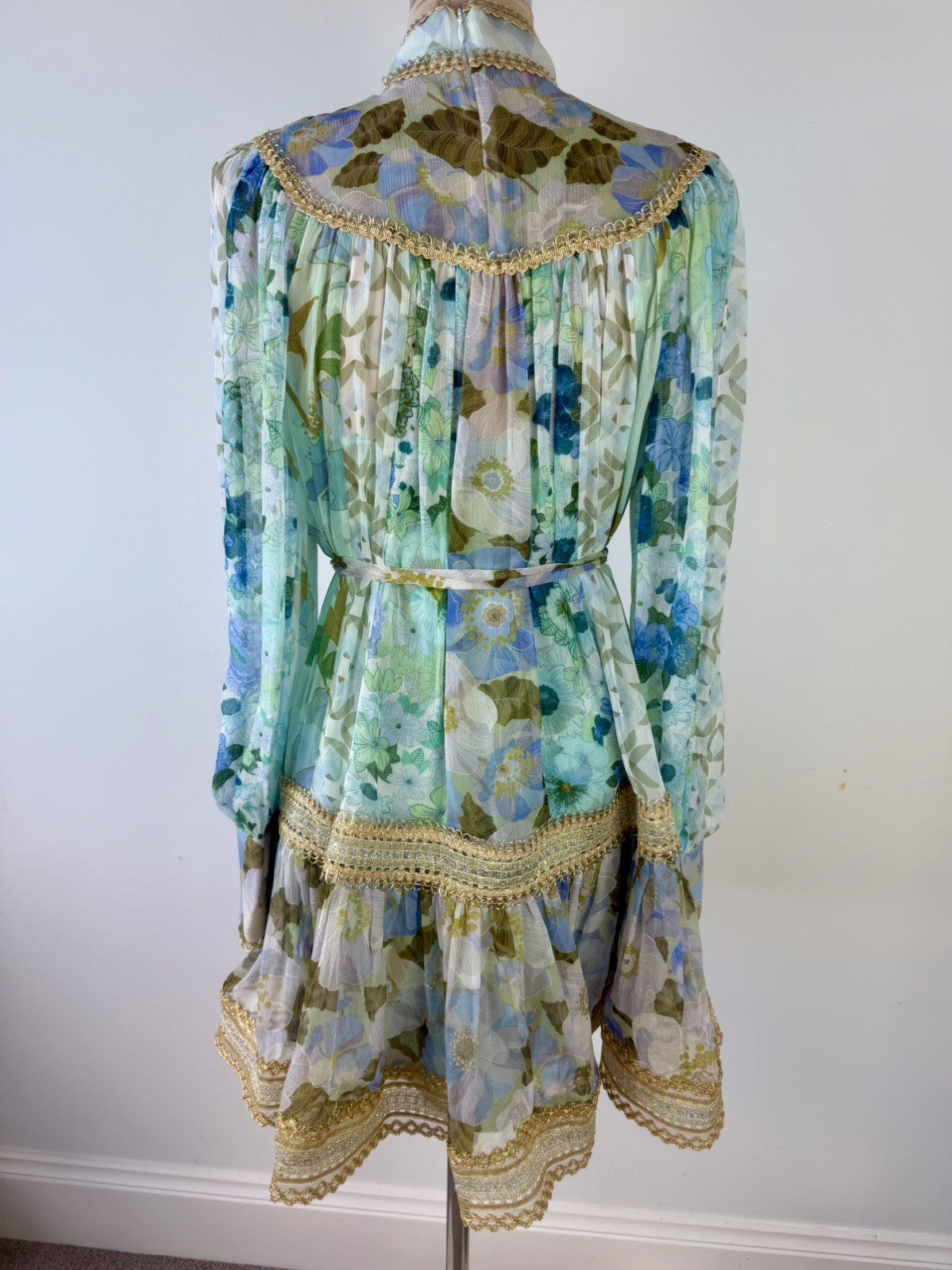 Zimmerman Rhythm Trimmed Billow Mini Dress Size 1 Aus 10 US 6 With Slip