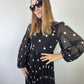 Zimmermann Dress Size 0 AU 6-8 US 2-5 Sunray Midi Pleated Polkadot Black Elegant