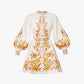 ZIMMERMANN Vacay Beaded Belted Floral-Print Linen Mini Dress Size 1 AU 10 US 4