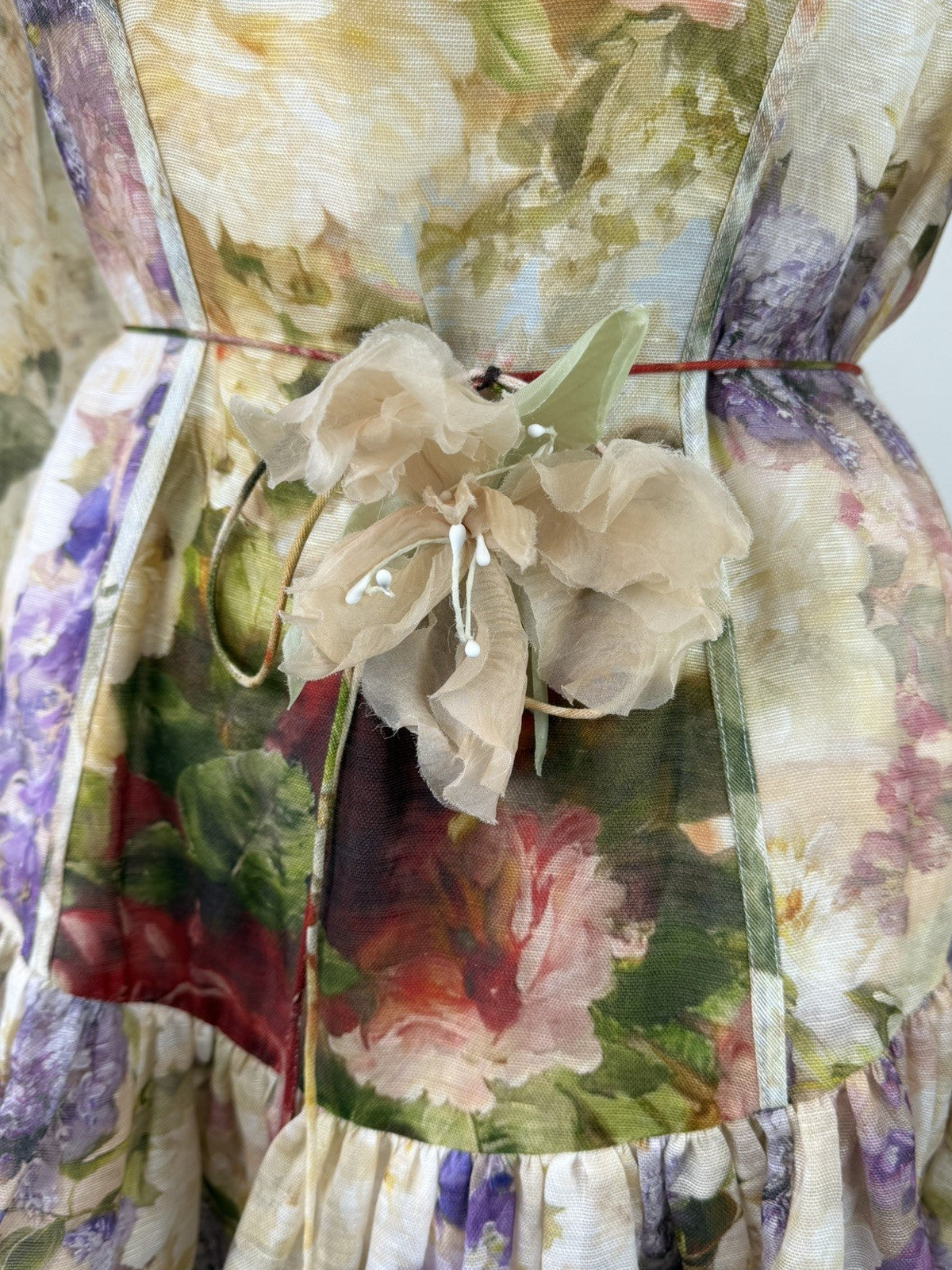 Zimmermann Sensory Flip Dress Size 3 AU 14 US 10 BNWT Silk Linen Floral Mini