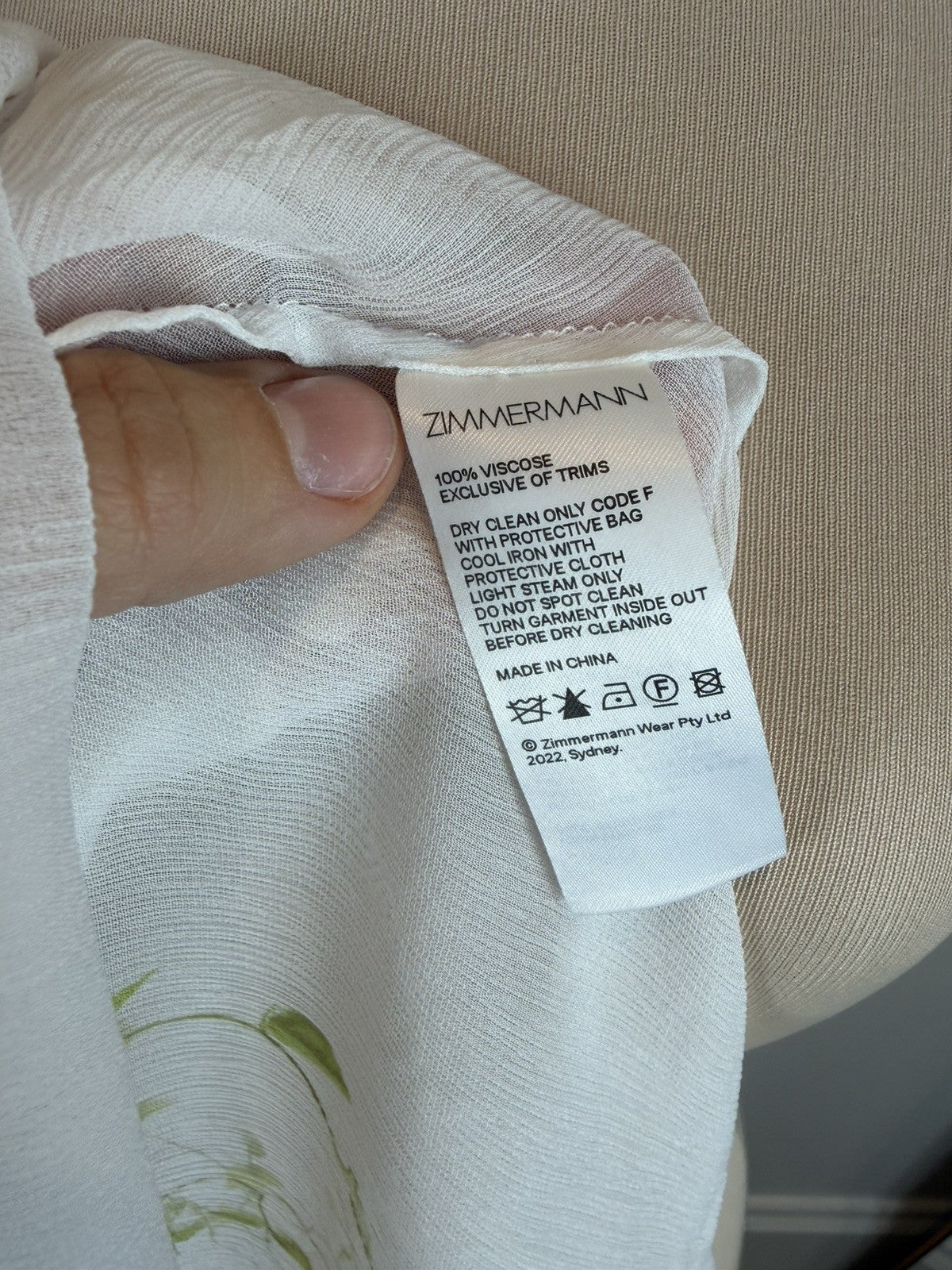 ZIMMERMANN White Floral Prima Smock Ruched Blouse - size 0/8 uk/4 us