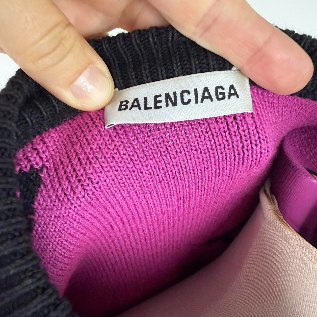 Balenciaga black sweater with pink 'BALENCIAGA'