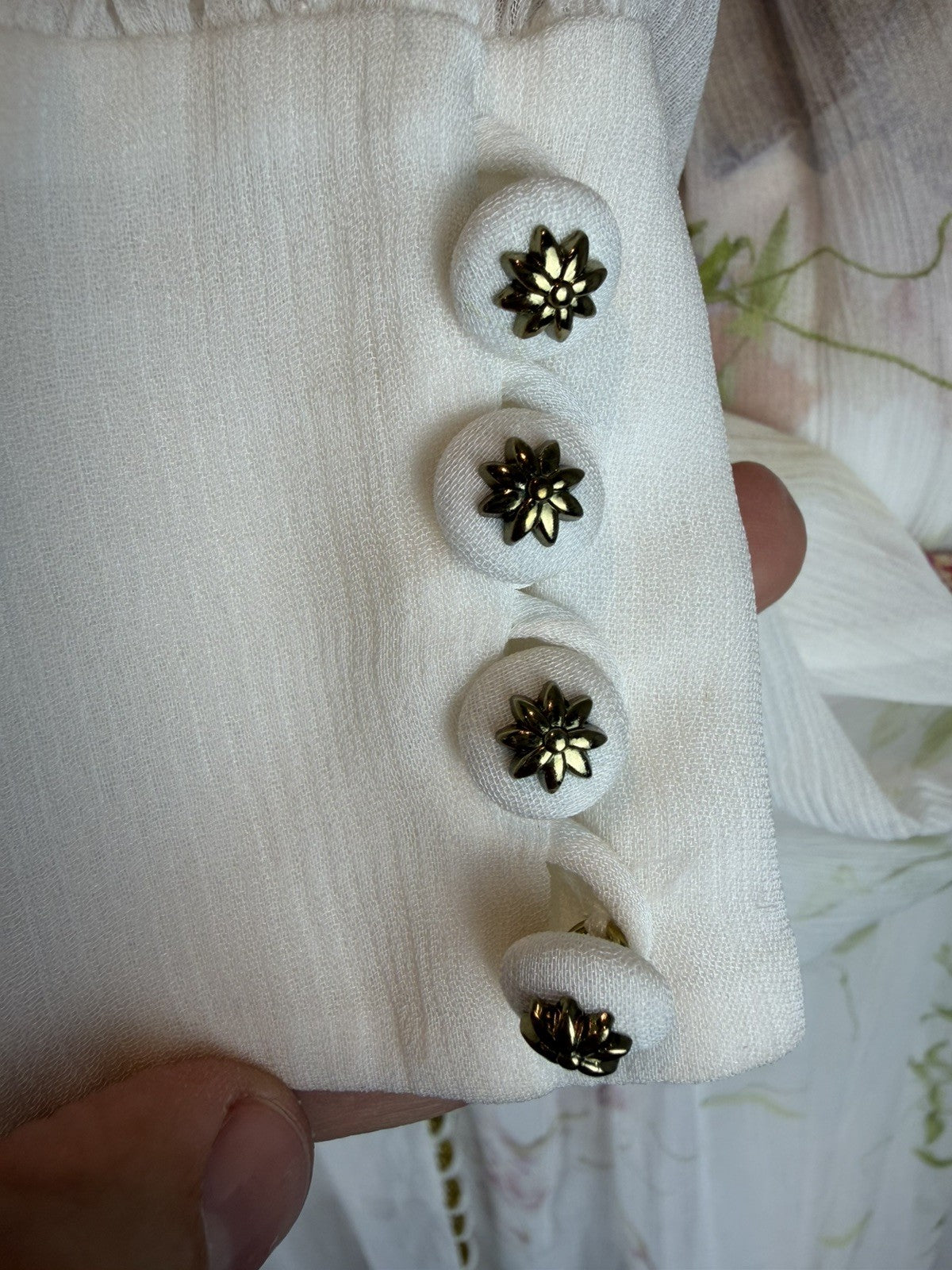 ZIMMERMANN White Floral Prima Smock Ruched Blouse - size 0/8 uk/4 us