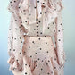Zimmermann Crush pink heart print set blouse and set size 0/0P - 8 au/uk