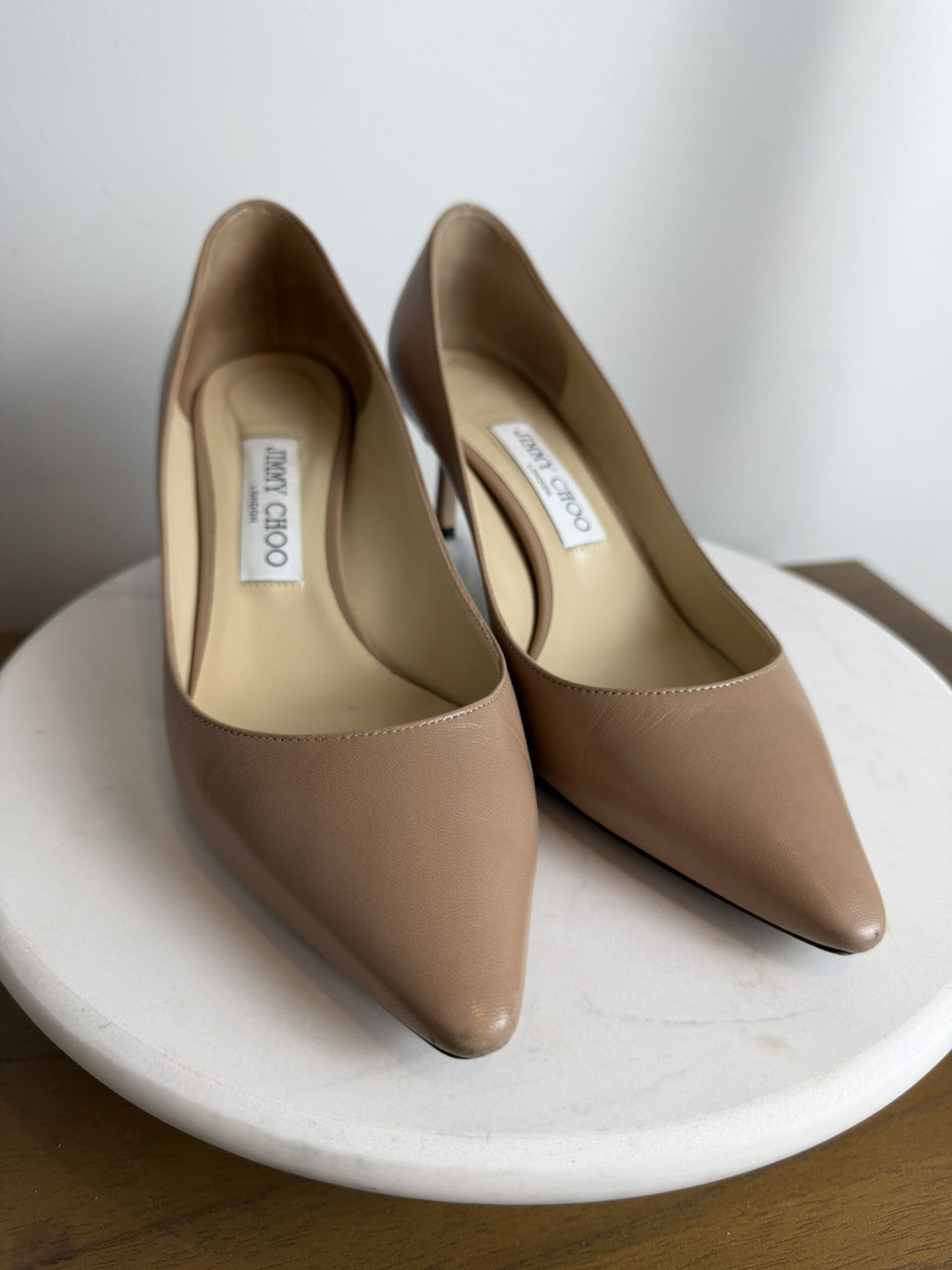 Authentic Jimmy Choo Romy 85 Pumps Shoes sz 38 In Nude