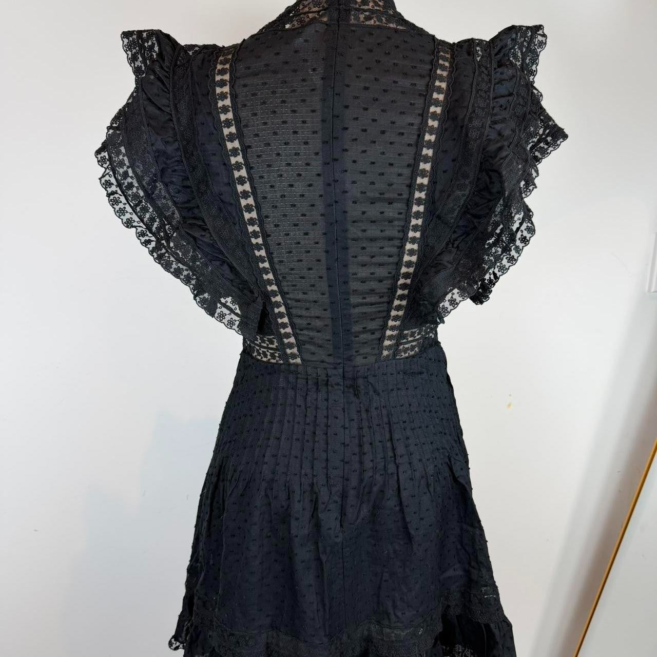 Zimmermann Juno Pintuck mini black lace dress Size 1 excellent