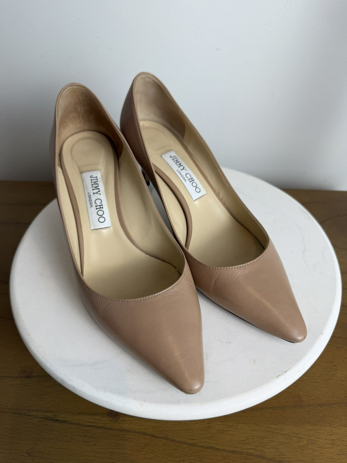 Authentic Jimmy Choo Romy 85 Pumps Shoes sz 38 In Nude