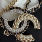 Chanel Chain Belt or Long Necklace with Gold Chain and Black Beads