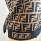 Fendi black and beige FF logo print knit top