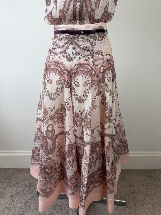 Zimmermann Crush Flared Midi Skirt 0 & Blouse 1 Set