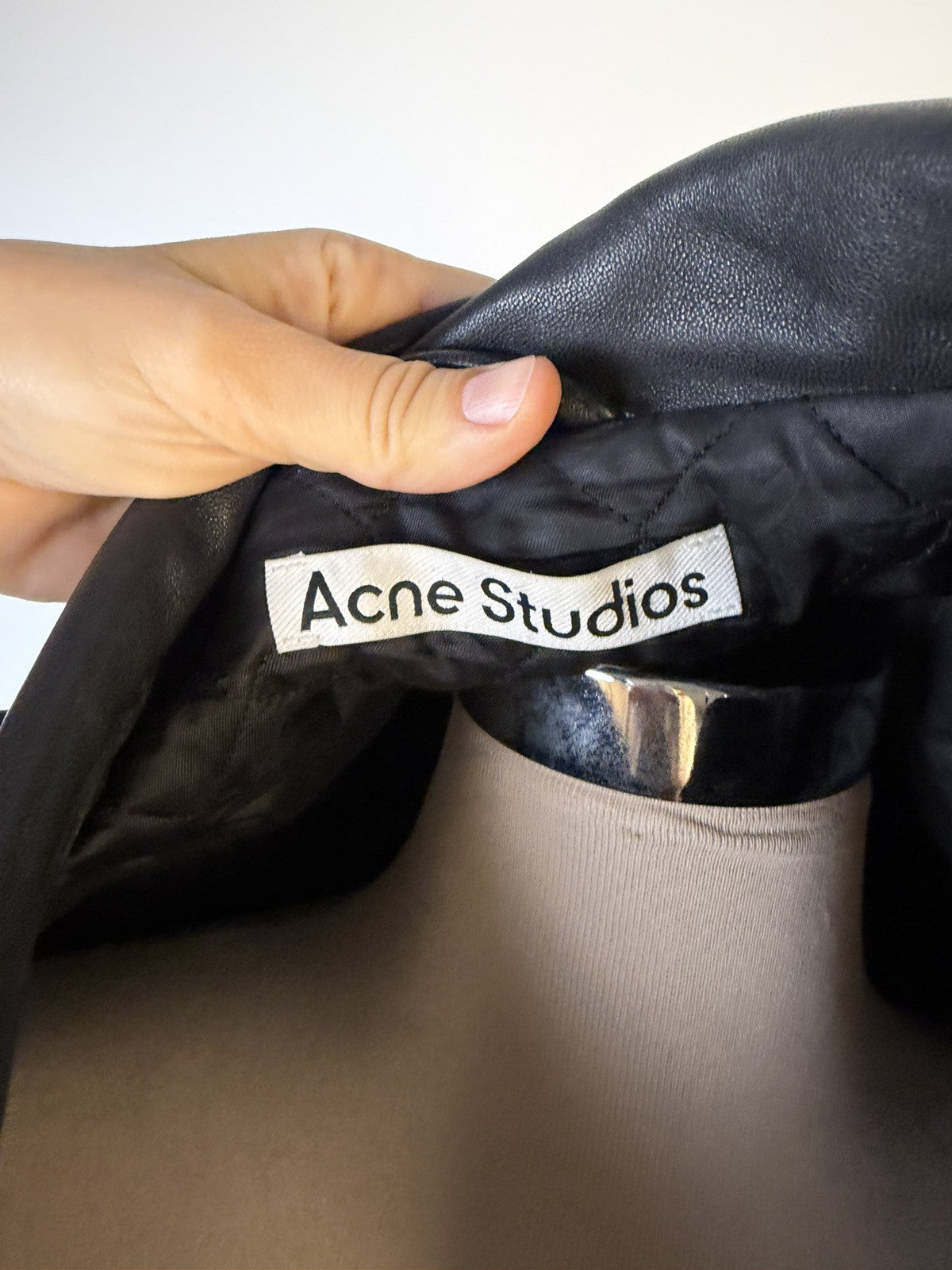 ACNE Studios Women Biker Lamb Leather Jacket Black Zip Long Sleeve Size 36